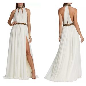 Reem Acra Greecian Chiffon Halter Gown Size US6 $3595
